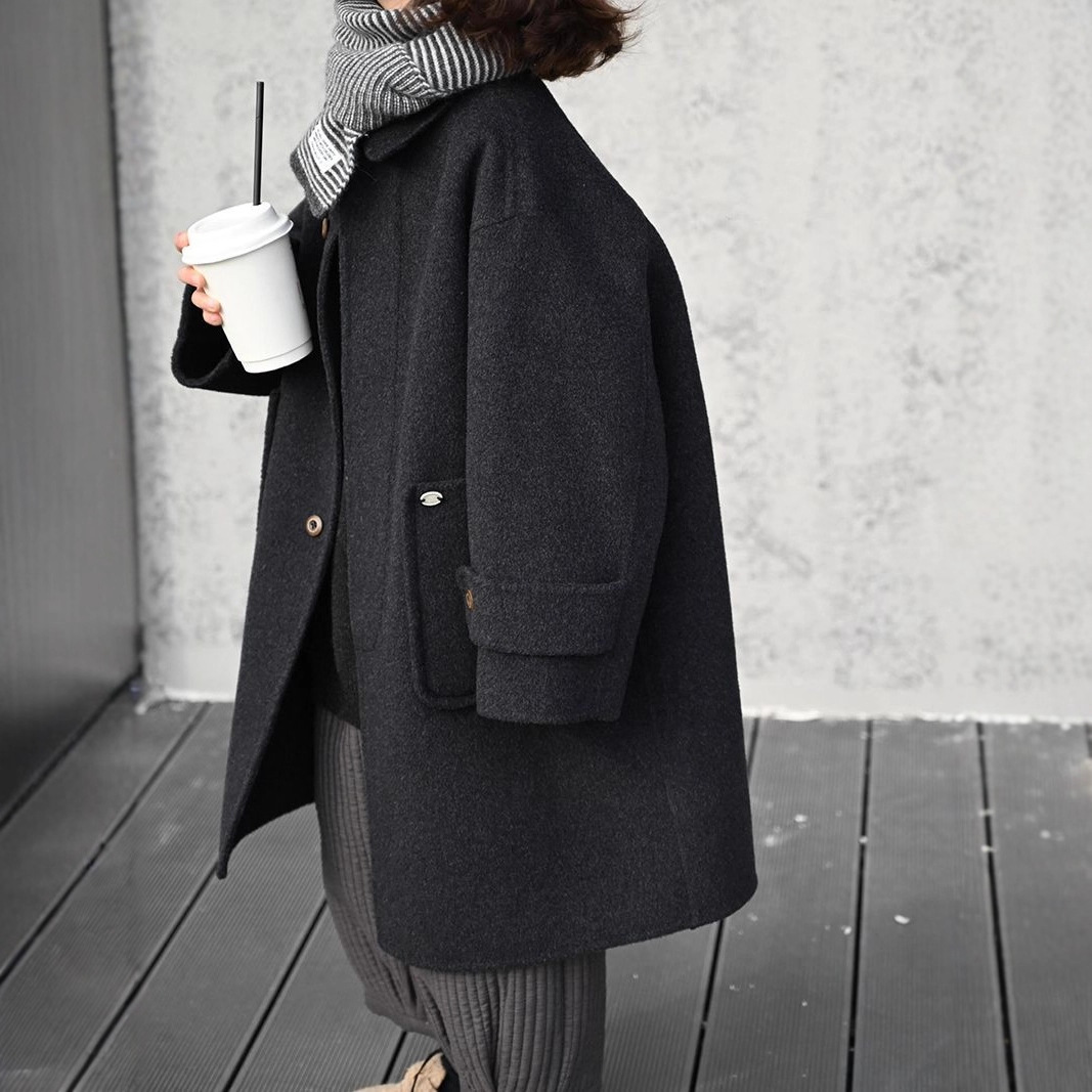 韩版女童双面加厚羊毛大衣秋冬新款时尚男童冬装呢子冬装外套