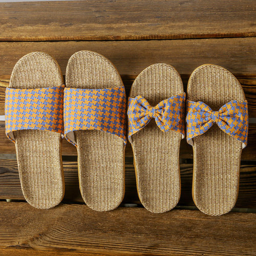 亚麻拖鞋女夏季室内软底防滑