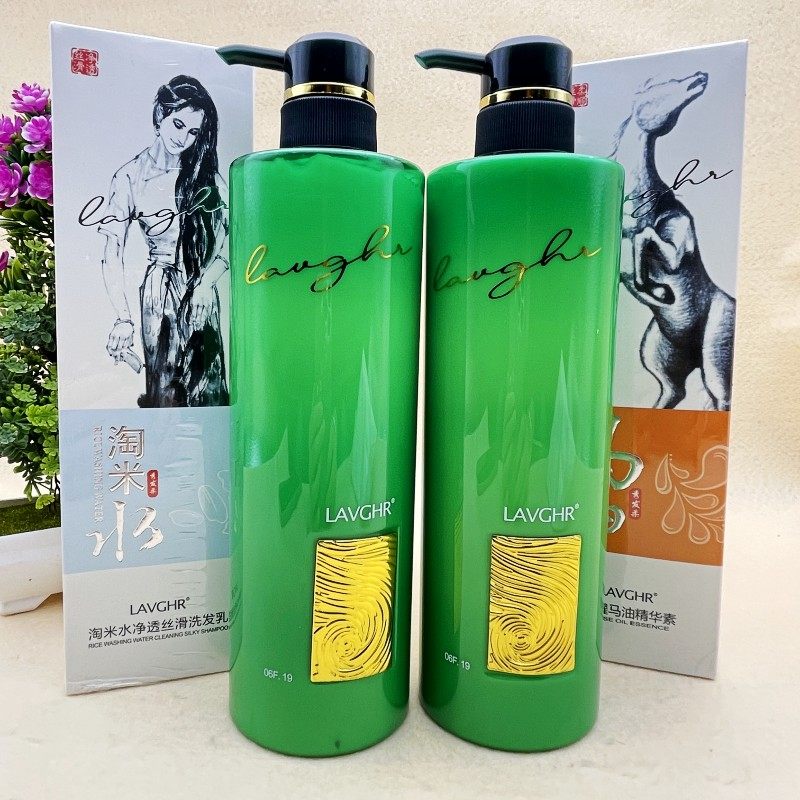 正品绿钻天然淘米水净透丝滑洗发水丝耀马油精华素护发素800ml