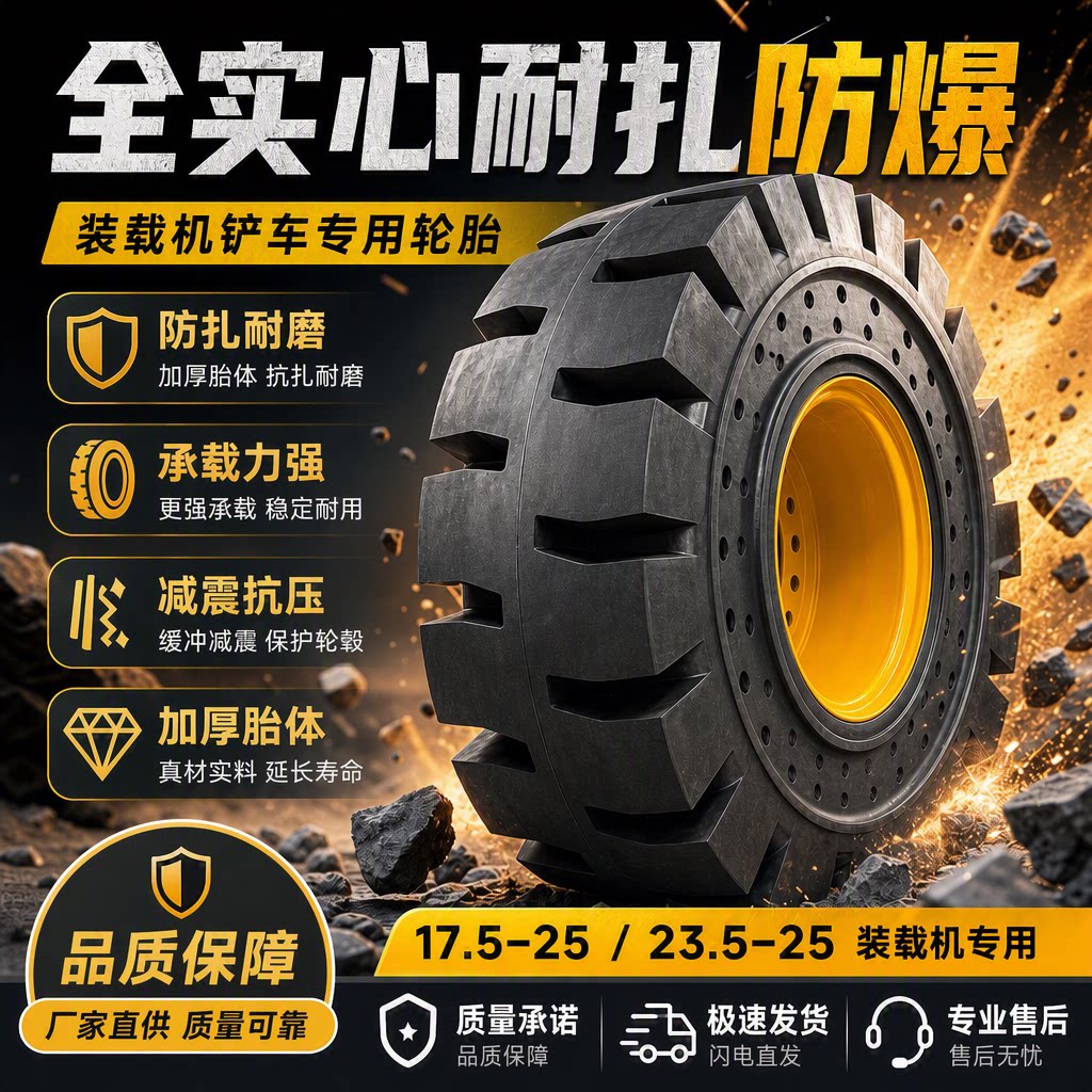 全实心铲车装载机轮胎防扎耐高温