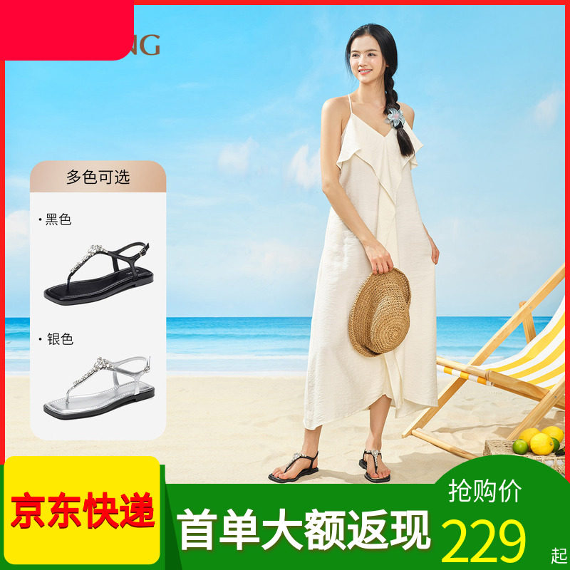 奥康商场同款女鞋凉鞋平底新款