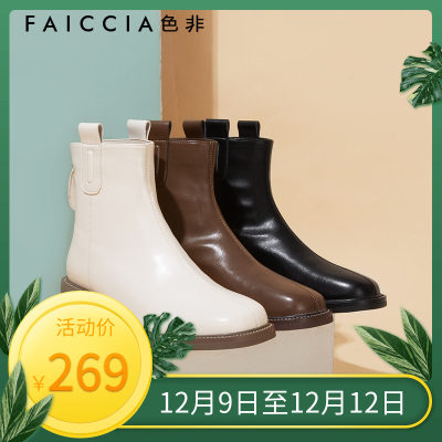 短筒骑士靴Faiccia/色非粗跟粗跟