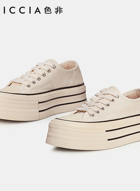 帆布鞋色非2023夏新款增高小白鞋女款小众爆款白色板鞋女春秋B515