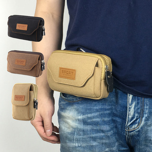 手机包男士工地干活5.5/6.5/7'寸搭扣穿皮带横竖款帆布拉链挂腰包