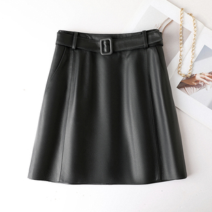2251真皮皮裙女羊皮秋冬新款高腰显瘦通勤a字显瘦短款半身裙