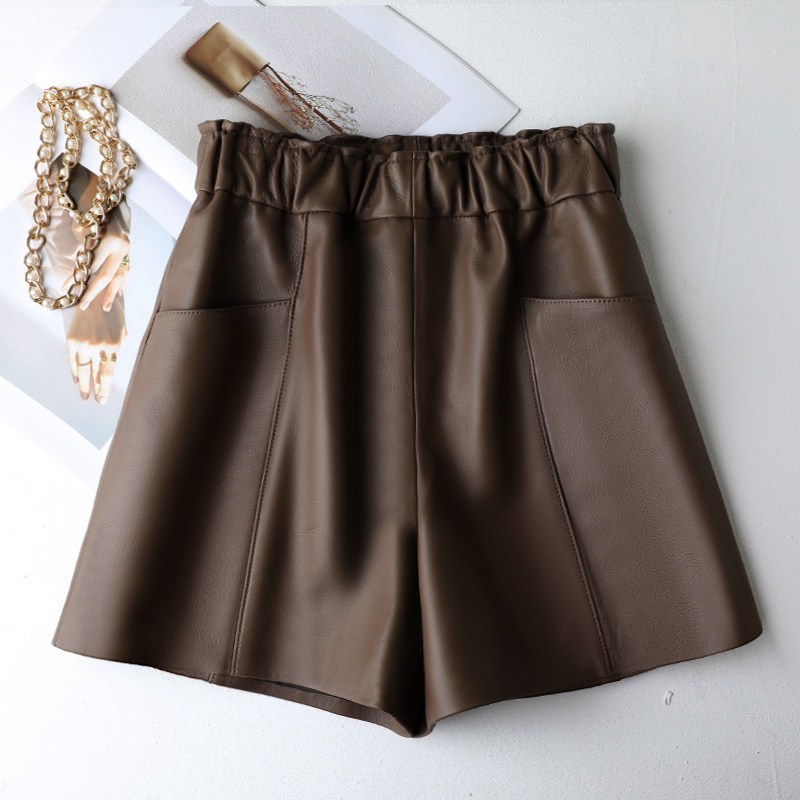 2115真皮绵羊皮短裤女秋冬新款松紧高腰显瘦宽松休闲阔腿裤短裤,女装/女士精品,休闲裤,淘宝优惠券,粉丝福利购,淘宝优惠卷