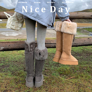 【YOON尹儿】4.0cm厚底保暖高筒韩版长筒时尚雪地靴冬季1838-3