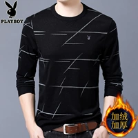 Áo len cổ tròn Playboy nam cộng với nhung dày ấm áp áo len nam mùa đông thời trang áo sơ mi giản dị - Áo len áo cổ lọ