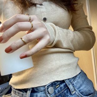 如蝶在野 简约百搭ins洗手不用摘不掉色钛钢耐看素圈指环戒指女