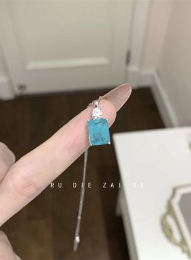 如蝶在野 那片海~帕拉伊巴清冷感项链高级感清透轻奢锁骨链