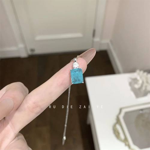 如蝶在野 那片海~帕拉伊巴清冷感项链高级感清透轻奢锁骨链