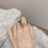 如蝶在野 微镶锆石小众设计可调节戒指食指气质女百搭开口戒