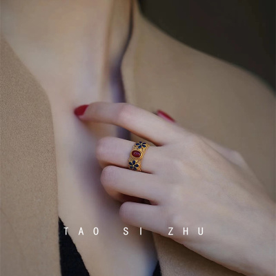 凤华玲珑 国风复古宫廷花丝古法编织戒指女气质指环本命年