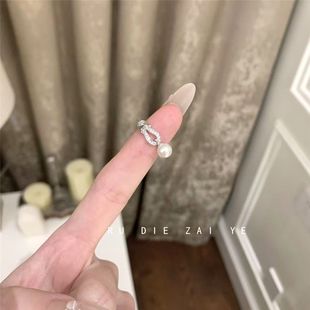 如蝶在野 马蹄扣珍珠戒指千金感ins风轻奢高级感小众开口指环女