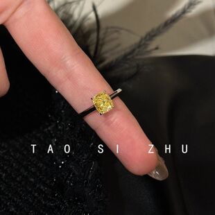 招财黄钻小众设计师网红轻奢高级感锆石开口戒女戒指
