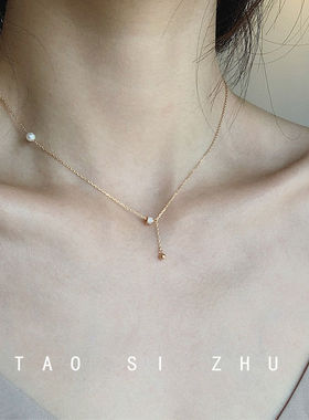 【起泡香槟】折扣中!超精致迷你珍珠百搭925镀银项链女锁骨链