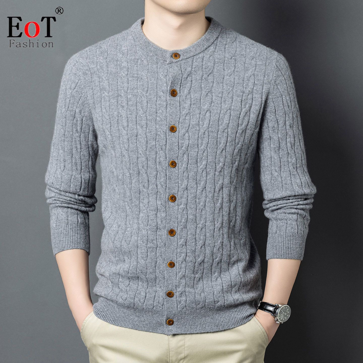 加厚保暖含桑蚕丝山羊绒羊毛衫男