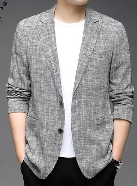 棉麻小西装男士韩版休闲西服男