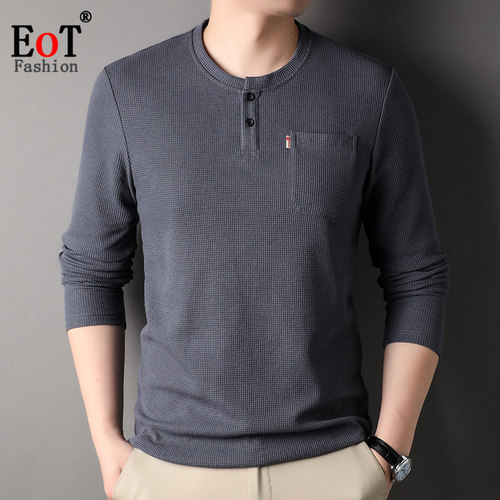 男士圆领套头长袖T恤棉质宽松