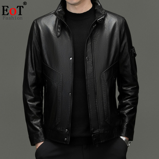 立领真皮皮衣男装秋冬短款时尚潮流高级感机车服牛皮外套皮夹克男