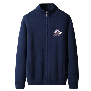 秋冬季立领拉链开衫加绒加厚纯棉毛衣外套百搭休闲针织衫棉线衣潮