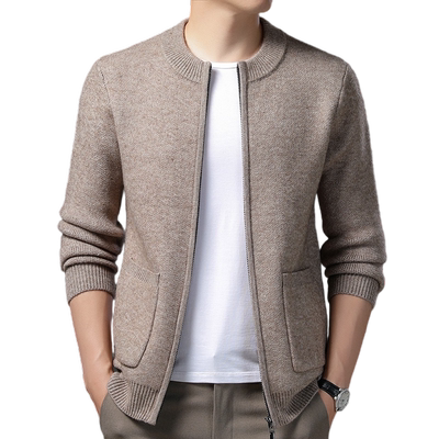 开衫立领厚款保暖羊毛衫外套