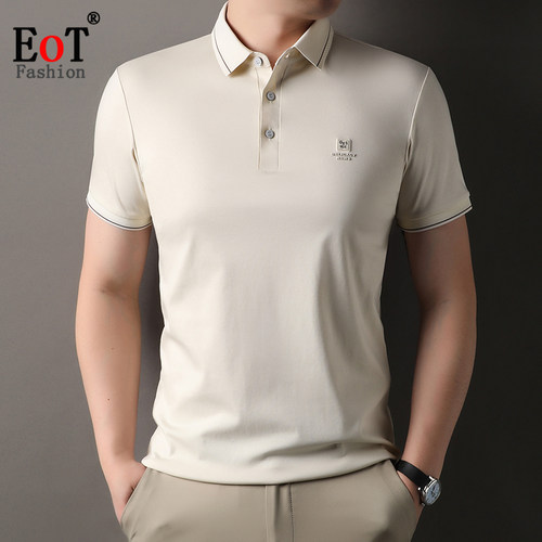 双丝光棉短袖T恤宽松休闲POLO衫