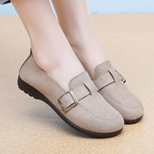 新款 时尚 平底布鞋 春秋女鞋 豆豆舒适百搭透气一脚蹬软底工作妈妈鞋