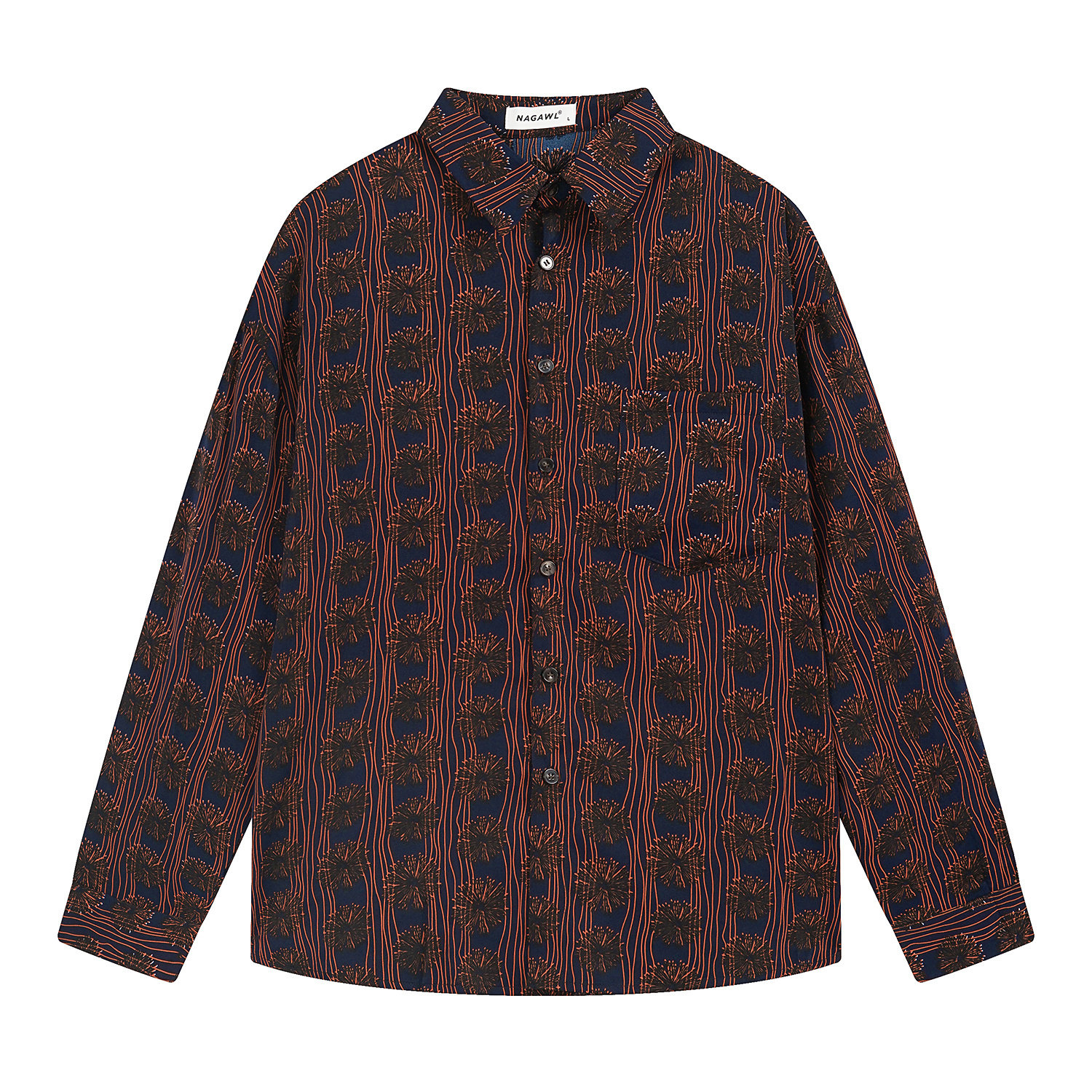 2026春季复古港风宽松痞帅长袖花衬衫高级感男士抗皱免烫衬衣女