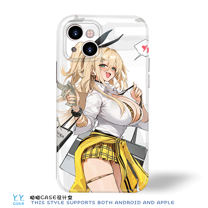 新款日系动漫性感少女富婆适用于iPhone16promax苹果15plus全包菲林光面小米14荣耀300iqooZ9Turbo手机玻璃壳