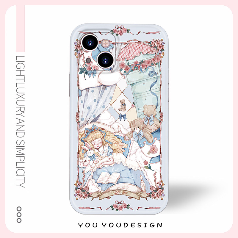 可爱卡通插画蓝色公主洛丽塔适用iPhone17promax苹果16亚克力华为mate70荣耀400oppofindx8小米15硅胶手机壳