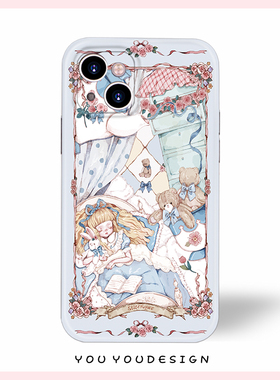可爱卡通插画蓝色公主洛丽塔适用iPhone17promax苹果16亚克力华为mate70荣耀400oppofindx8小米15硅胶手机壳