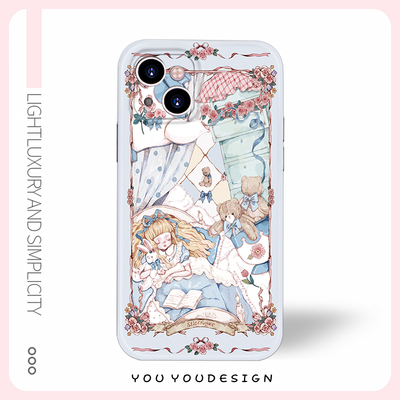 可爱卡通插画蓝色公主洛丽塔适用iPhone17promax苹果16亚克力华为mate70荣耀400oppofindx8小米15硅胶手机壳
