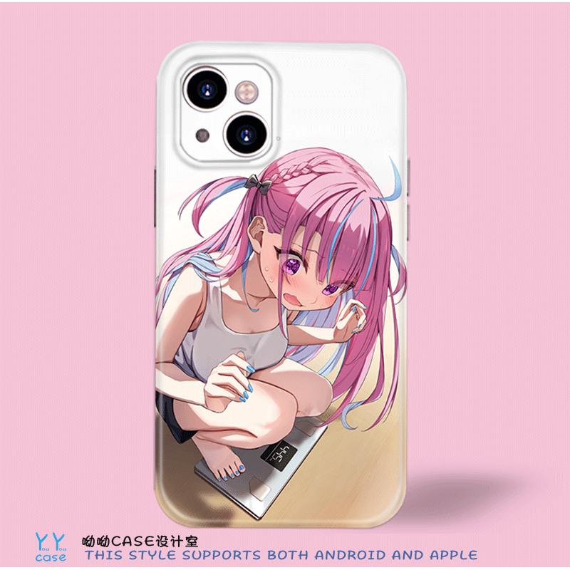 可爱青春校园二次元减肥少女适用iphone16promax苹果15大孔亚克力背板华为nova13菲林光面全包红米k40手机壳