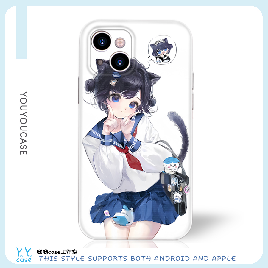 可爱日系动漫水手服俏皮女孩适用于iPhone15promax苹果13防摔全包菲林光面iqoo12华为mate60reno小米14手机壳