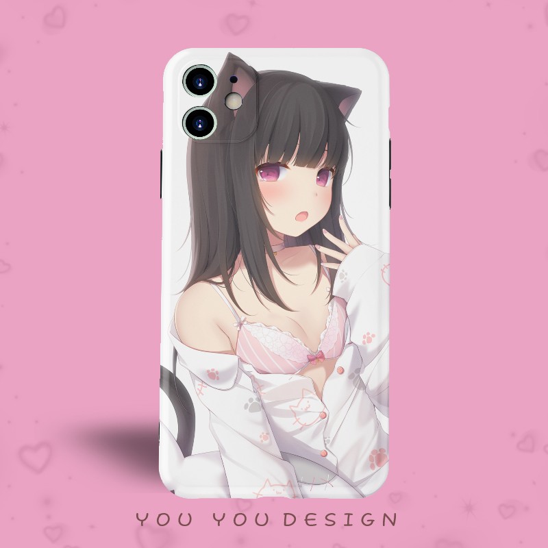 萝莉猫咪全包光面动漫苹果15软壳