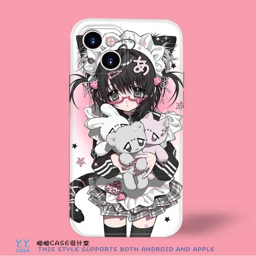 复古千禧y2k亚文化暗黑甜酷猫耳少女适用iPhone17苹果16promax菲林全包光面小米15opporeno13安卓手机玻璃壳