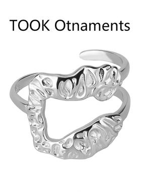 TOOK Otnament新款S925纹理素银戒指女原创设计高级感奢华百搭ins