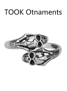 TOOK Otnament新款S925双咕噜头戒指女士法式时尚浪漫百搭指环ins