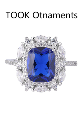 TOOK Otnament新款S925方形锆石戒指女韩系温柔风原创设计指环ins