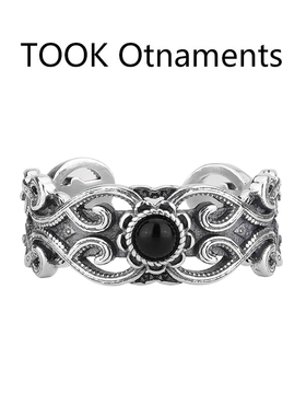 TOOK Otnament新款S925纯银镶钻纹理戒指女欧美风浪漫时尚百搭ins