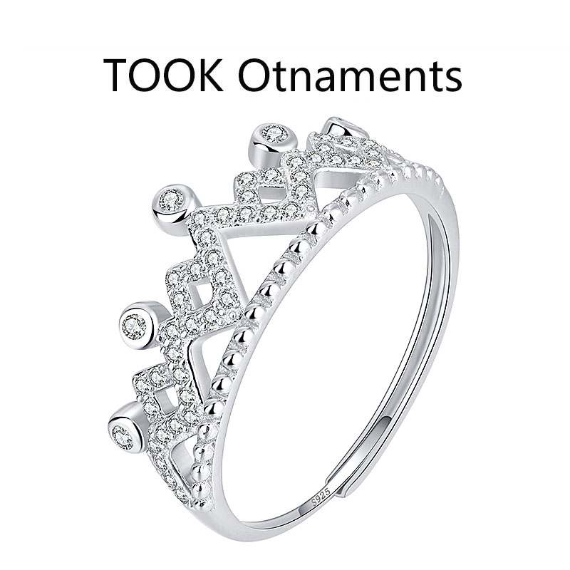 TOOK Otnament新款S925纯银皇冠锆石戒指女轻奢时尚经典精美指环