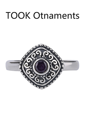 TOOK Otnament新款S925紫钻纹理戒指女小众设计时尚经典高级感ins