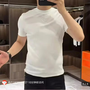 杰灵优选男装高档T恤衫夏季男士个性字母刺绣纯棉重磅圆领短袖潮