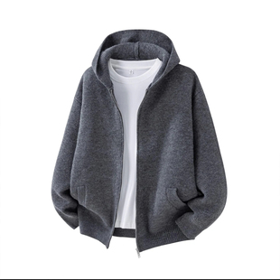 雪溪男装430G重磅日系拼接开衫连帽卫衣男士美式潮牌上衣休闲外套