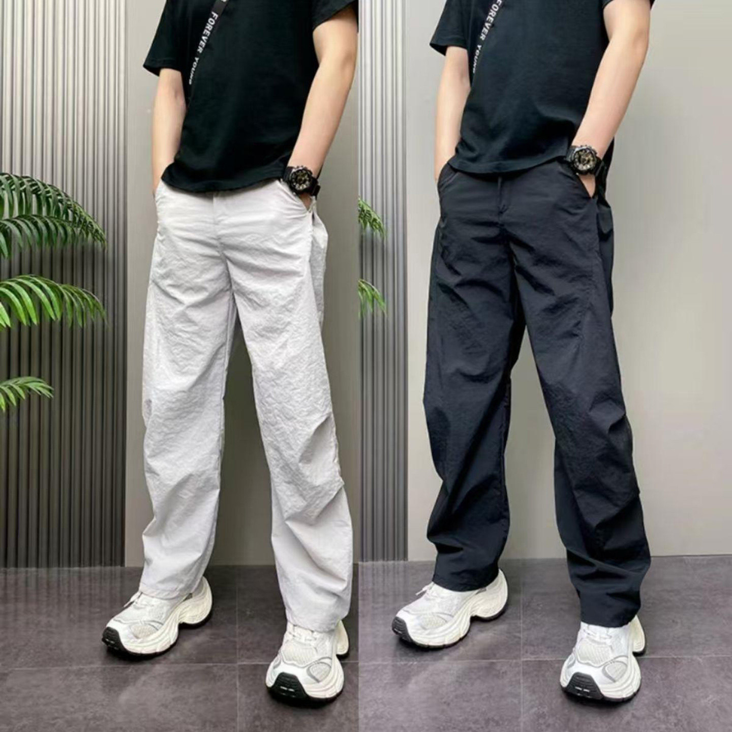 维乾休闲裤星海服饰男裤2026春季新款阔腿裤男士纯色宽松直筒裤子