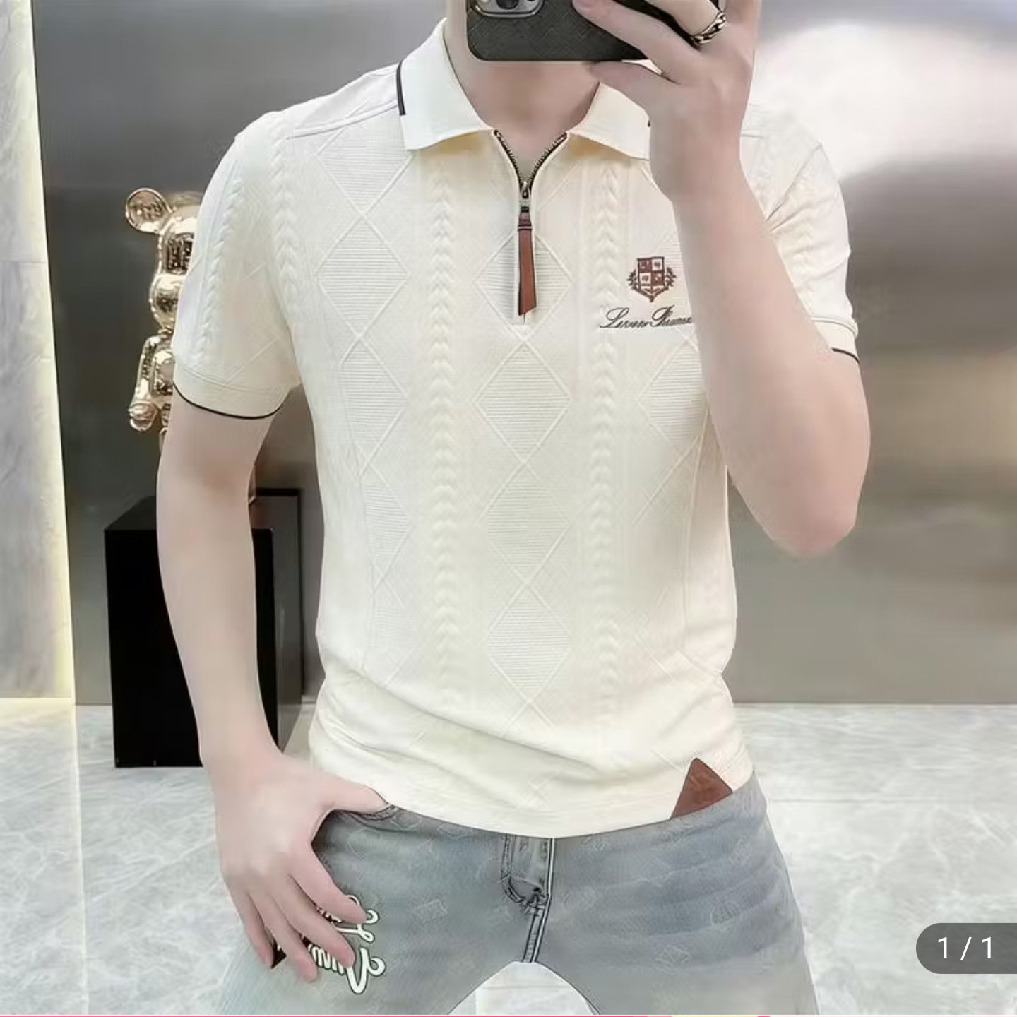罗鸣老人品牌男装香港高品质T恤高档轻奢男士夏季短袖POLO衫上衣