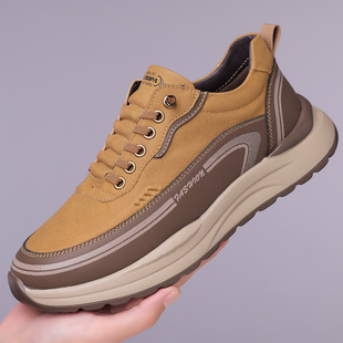 帕拉鞋男款2026新款头层牛皮鞋男士厚底增高鞋软底轻便跑步休闲鞋