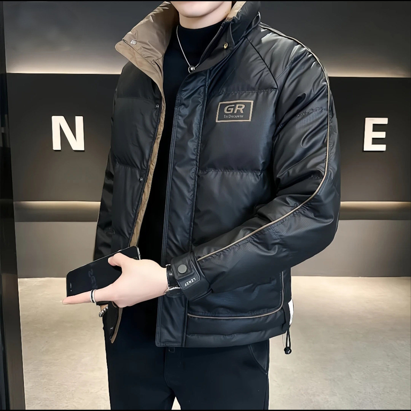 华禹精选好物男装高级感拼色秋冬男士休闲羽绒服加厚保暖棉服外套