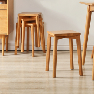 实木凳子家用餐椅餐桌凳简约现代方凳可叠放板凳木椅子餐厅藤编椅